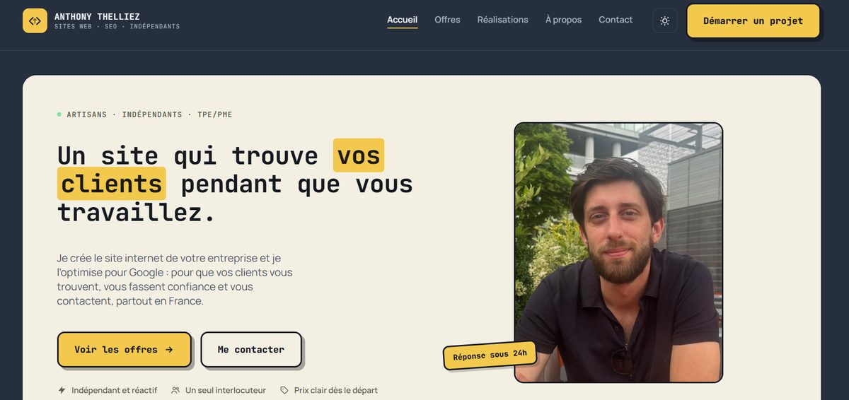 Page d’accueil du site anthonythelliez.fr